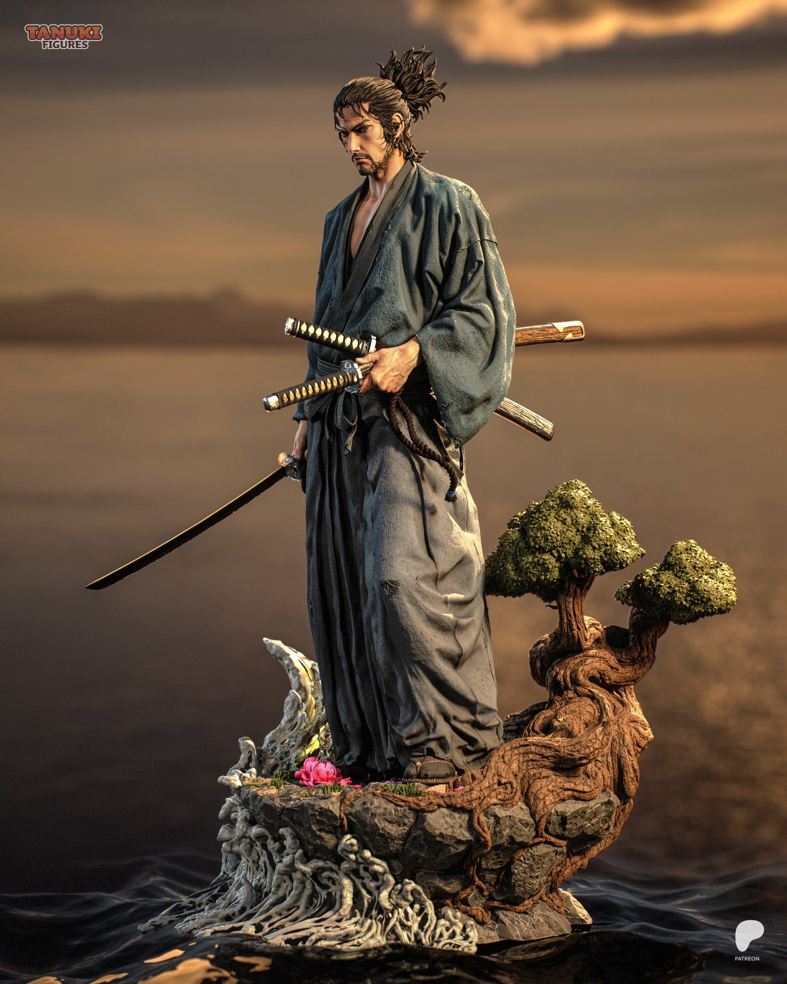 Miyamoto Musashi (Vagabond) resin figure by Tanuki Figures — studio render 1