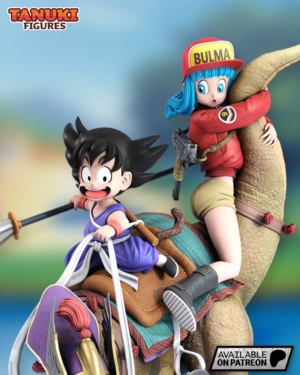 Goku and Bulma (Dragon Ball) resin figure by Tanuki Figures — studio render 1