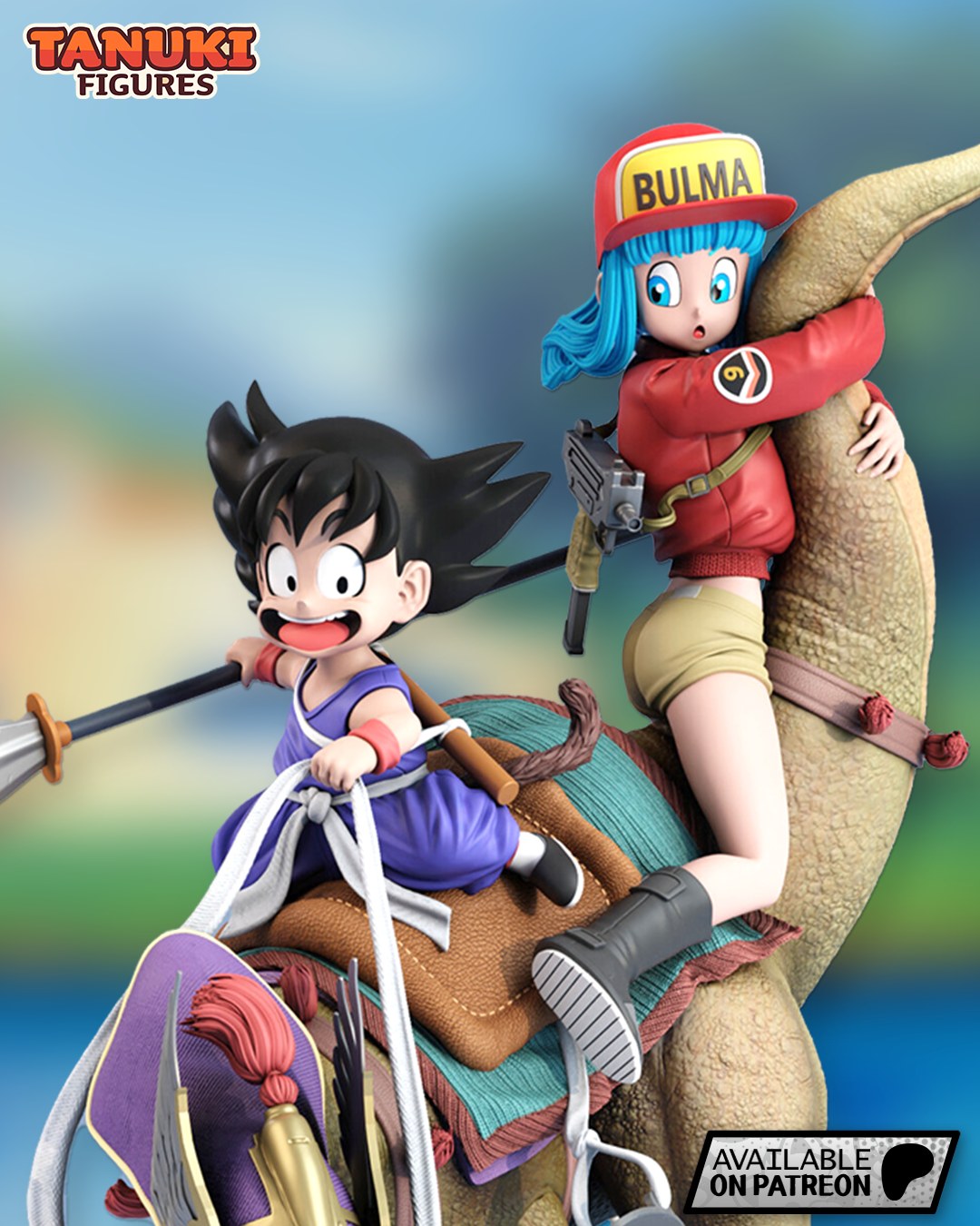 Goku and Bulma (Dragon Ball) resin figure by Tanuki Figures — studio render 1