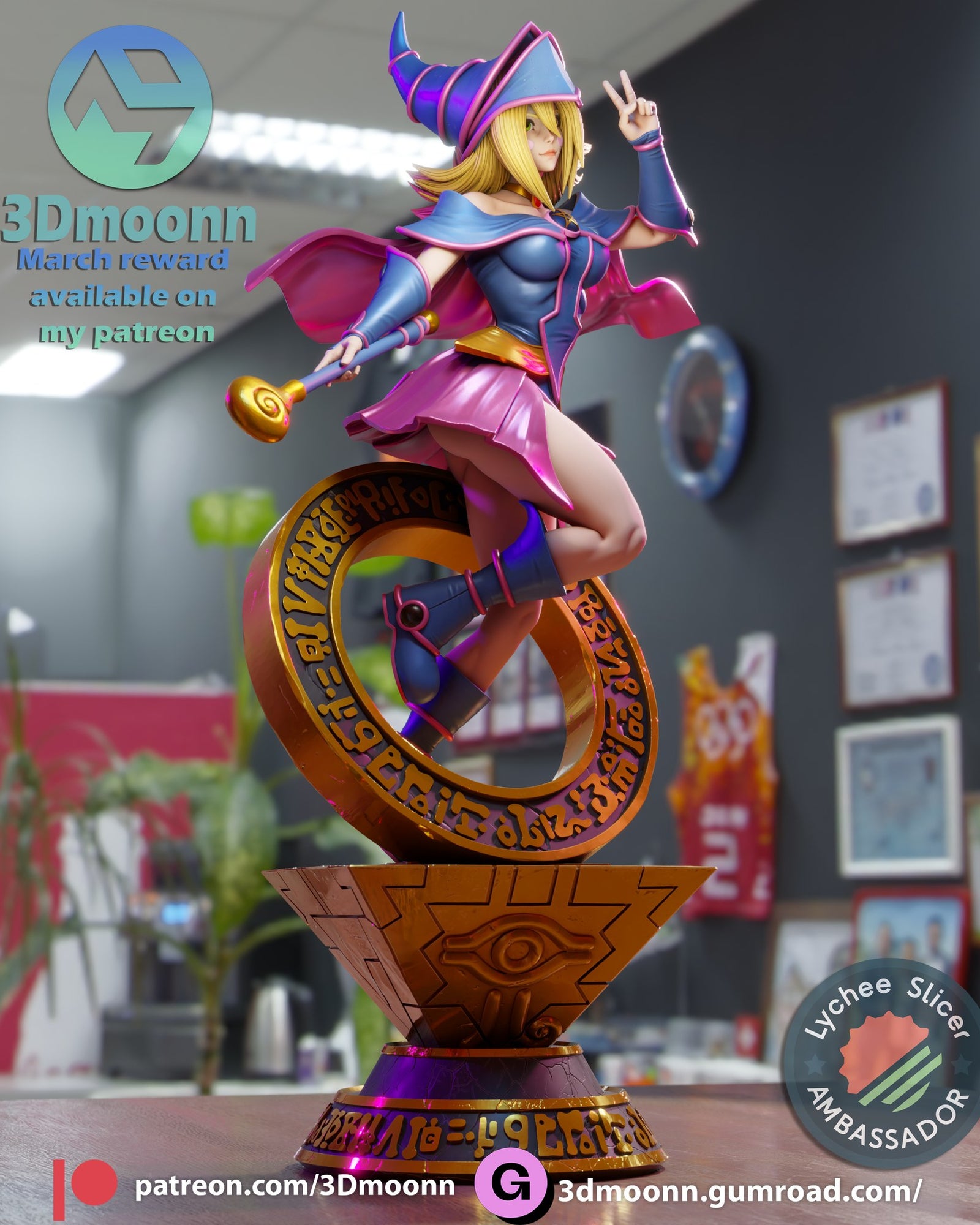 Dark Magician Girl Yu-Gi-Oh! resin figure by 3Dmoonn — studio preview 2