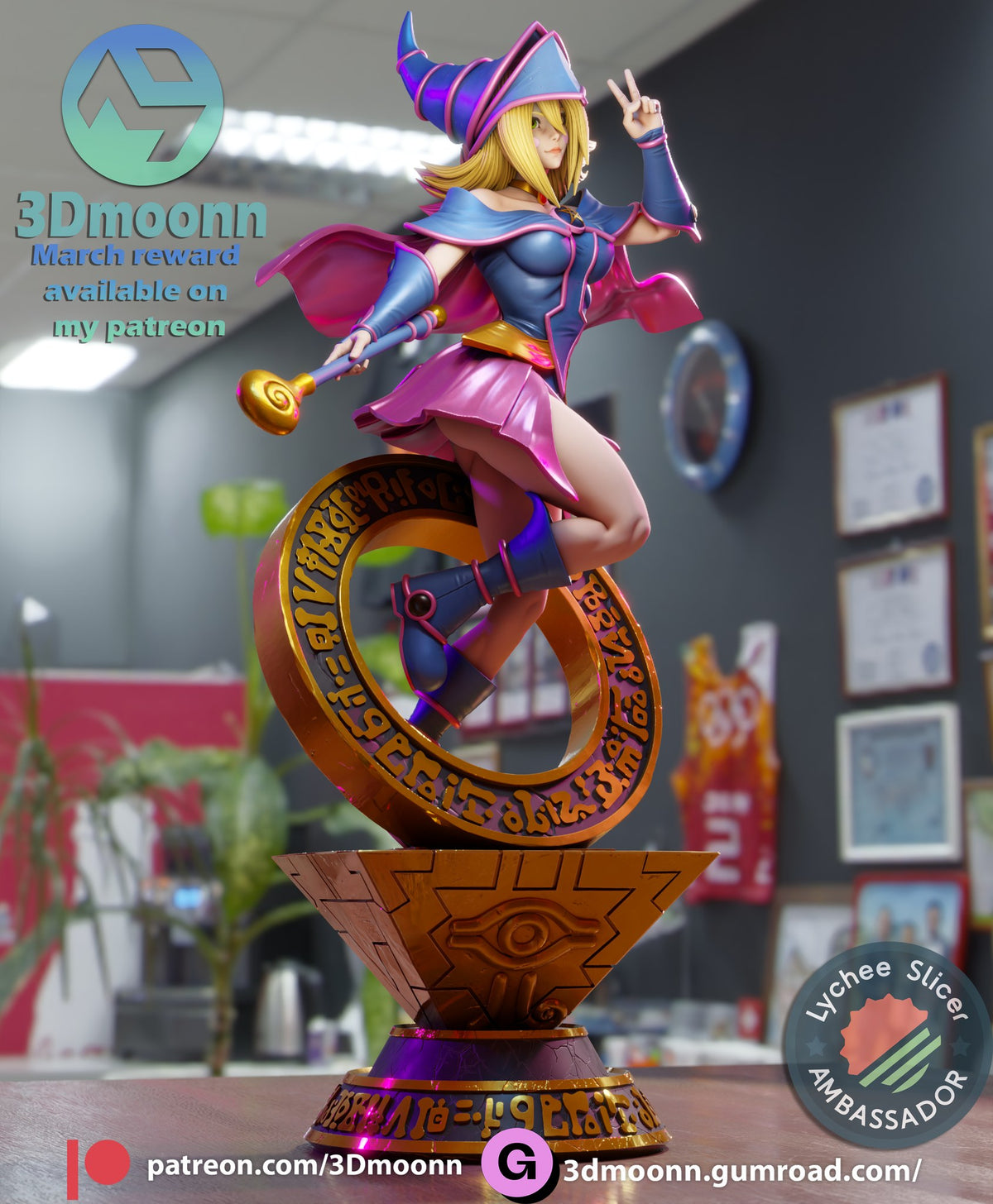 Dark Magician Girl Yu-Gi-Oh! resin figure by 3Dmoonn — studio preview 2