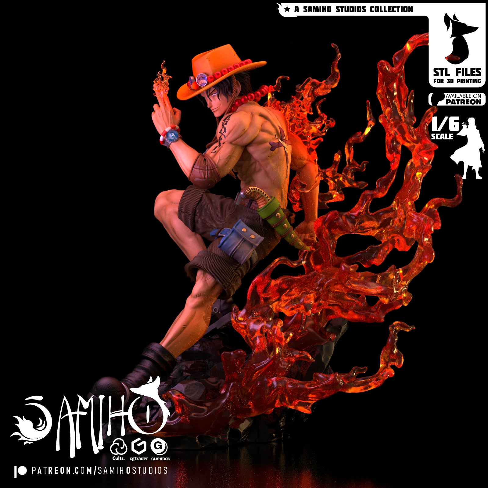 Portgas D. Ace One Piece resin figure by Samiho Studios — studio preview
