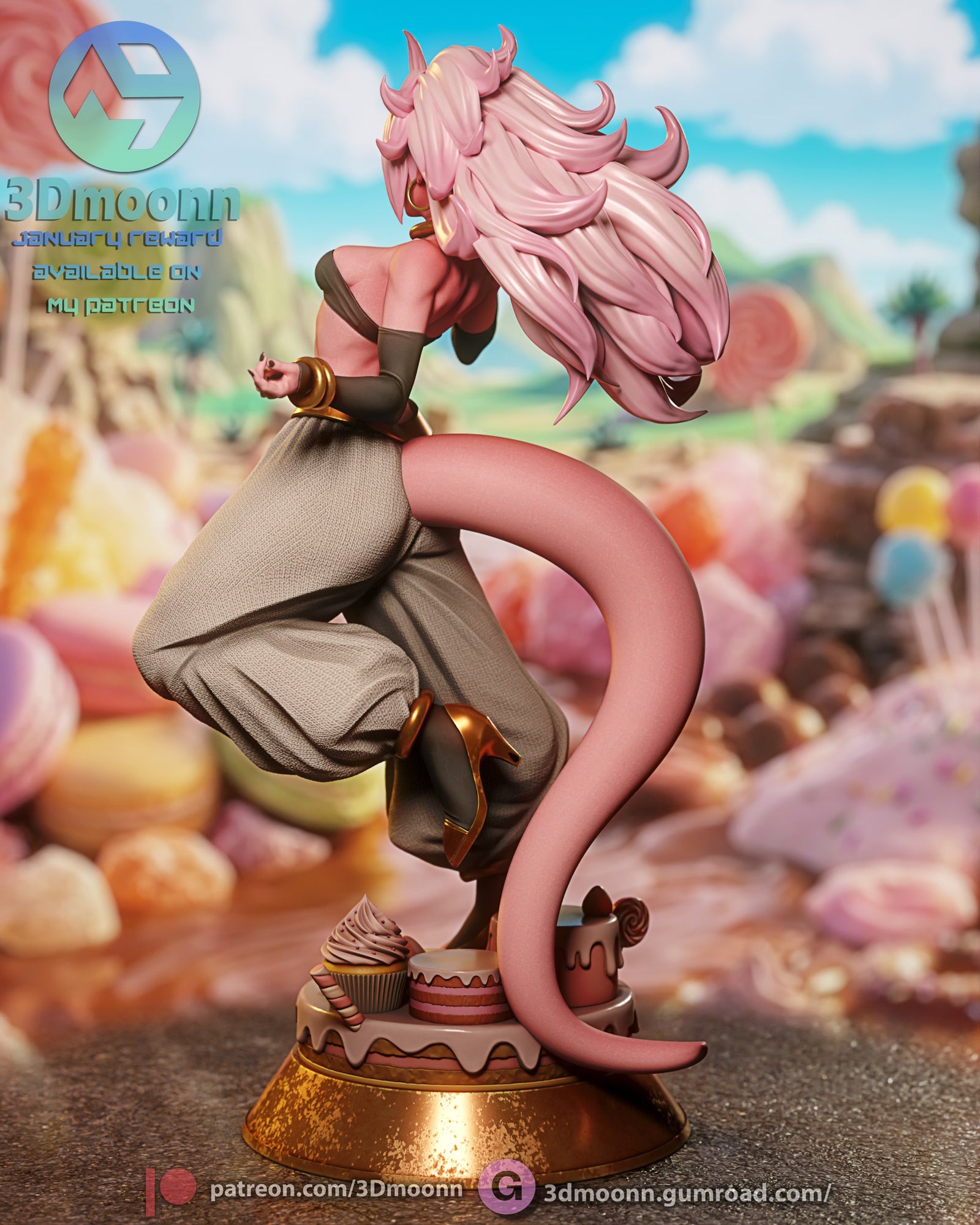 Android 21 Dragon Ball resin figure by 3Dmoonn — studio preview