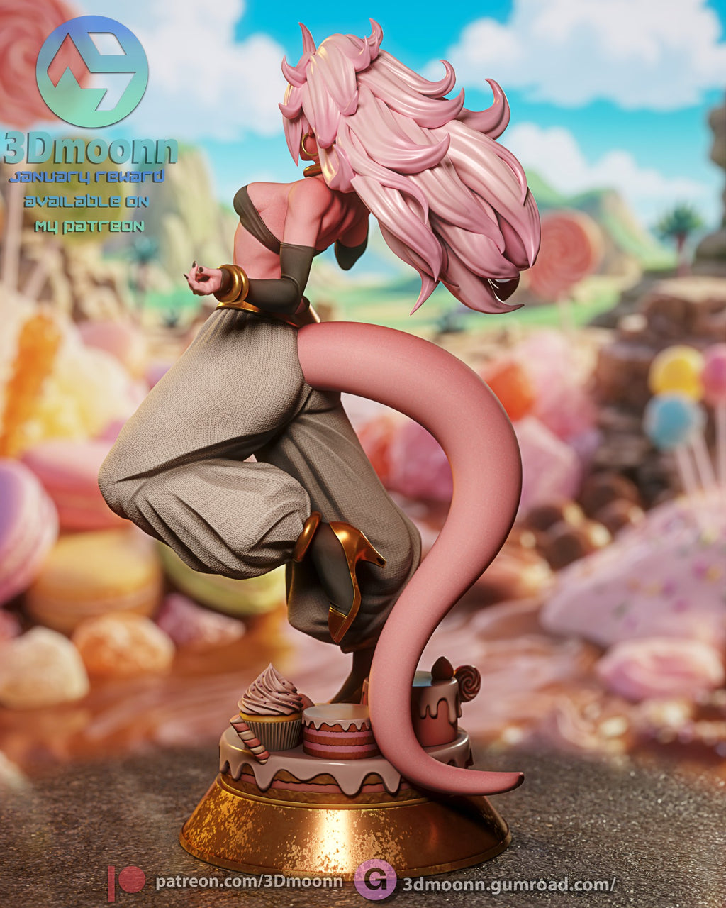 Android 21 Dragon Ball resin figure by 3Dmoonn — studio preview