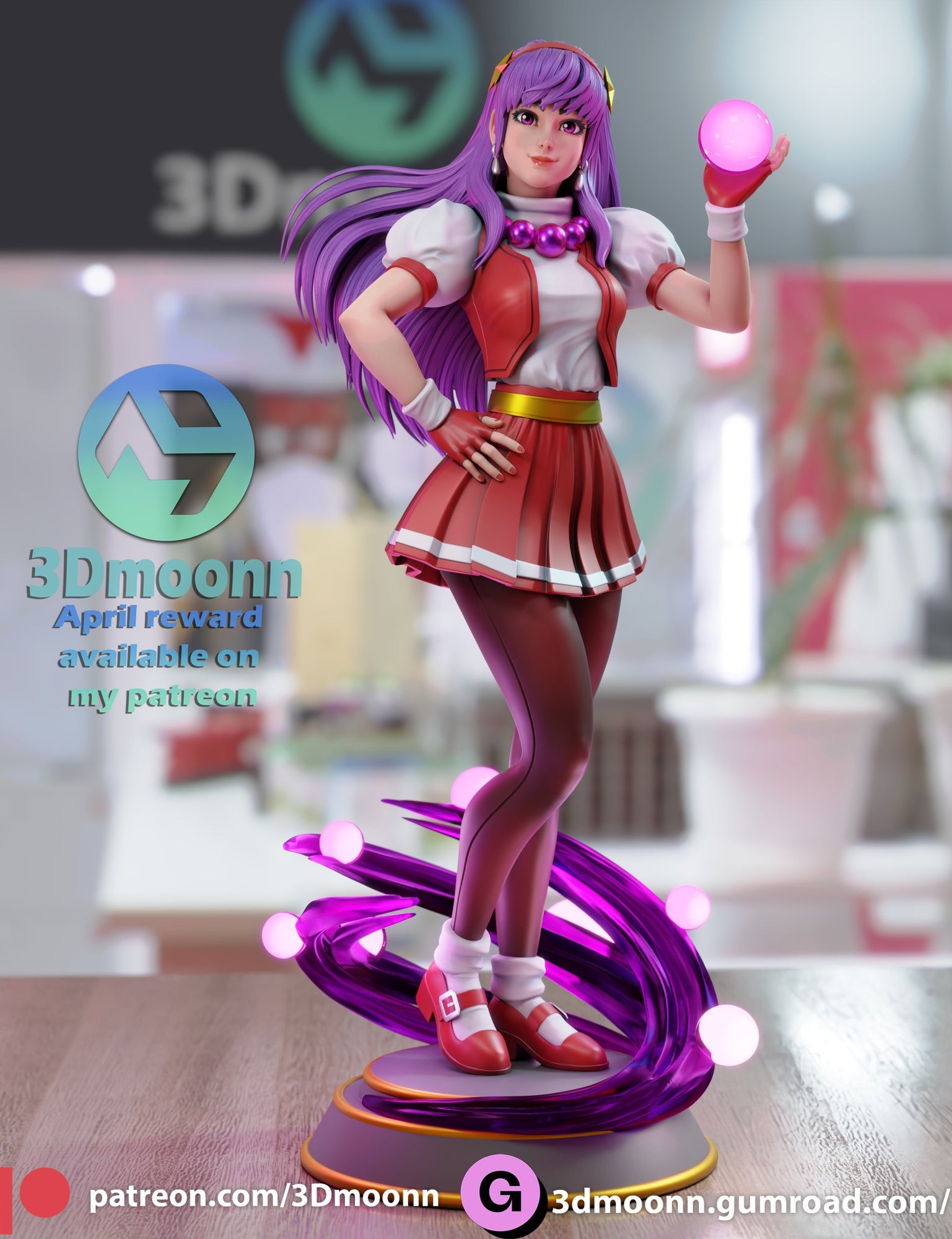 Athena Asamiya King of Fighters resin figure by 3Dmoonn — studio preview 2