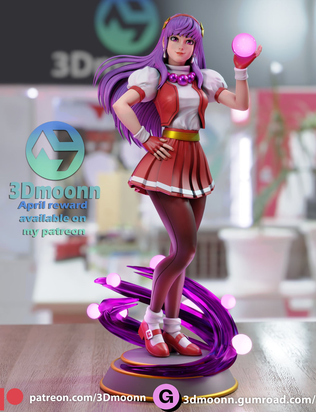 Athena Asamiya King of Fighters resin figure by 3Dmoonn — studio preview 2