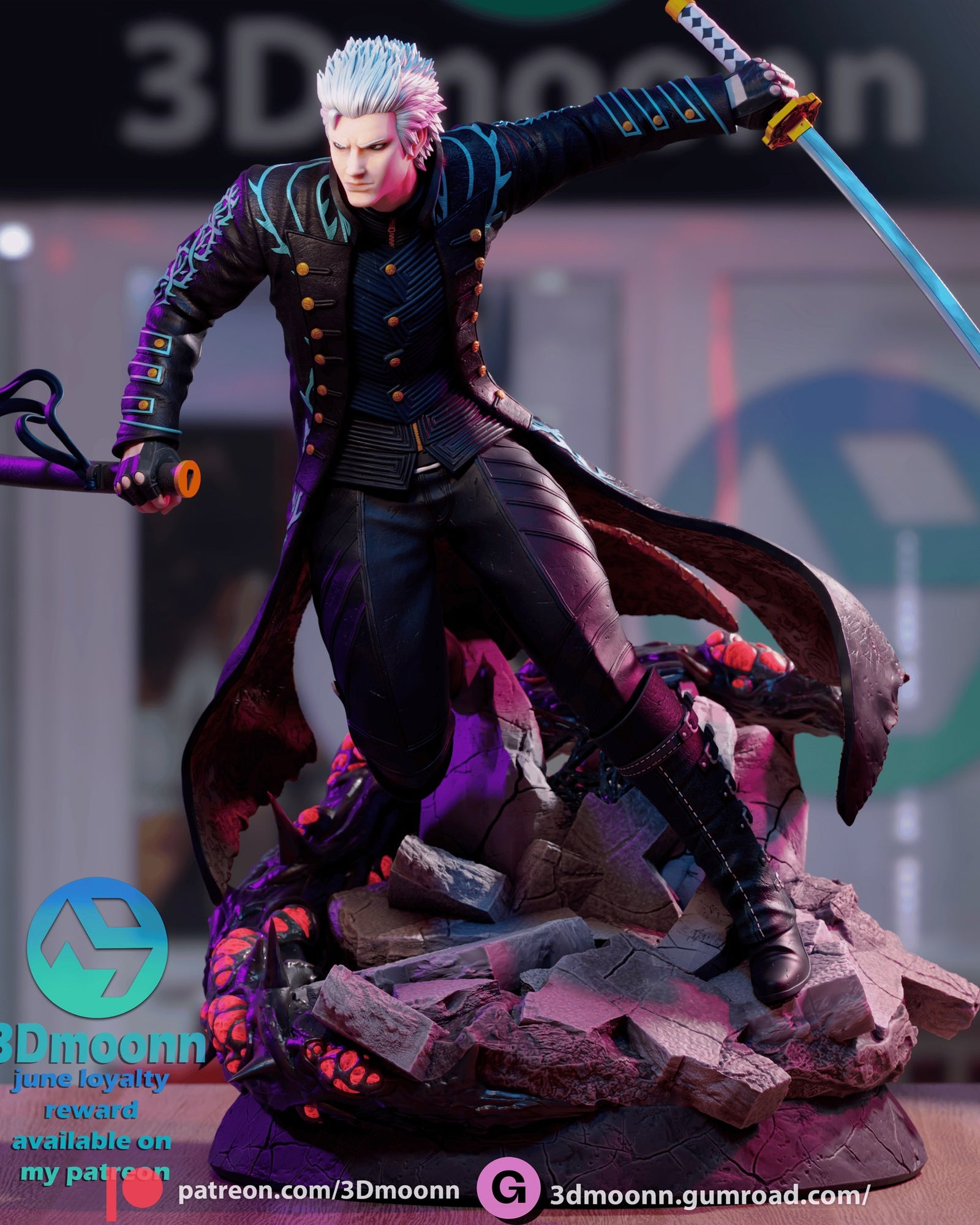 Vergil Devil May Cry resin figure by 3Dmoonn — studio preview