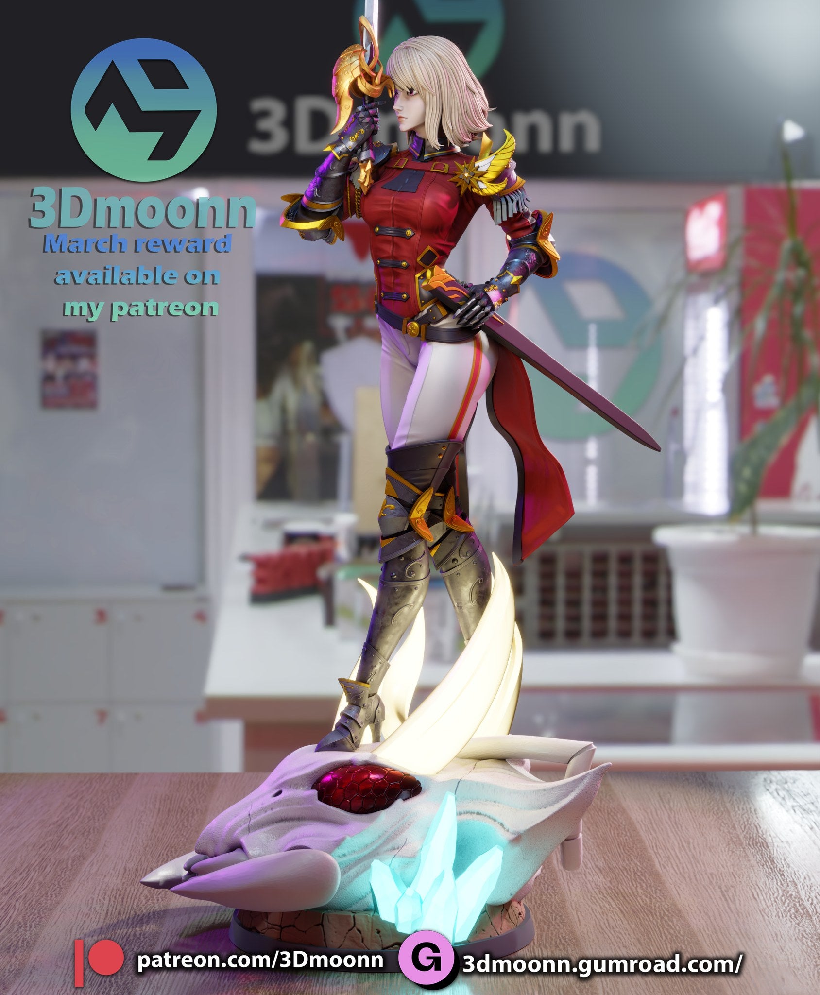 Cha Hae-In Solo Leveling resin figure by 3Dmoonn — studio preview