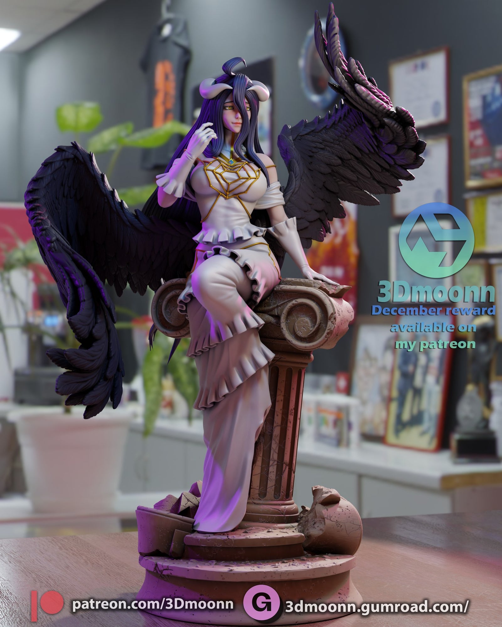 Albedo Overlord resin figure by 3Dmoonn — studio preview