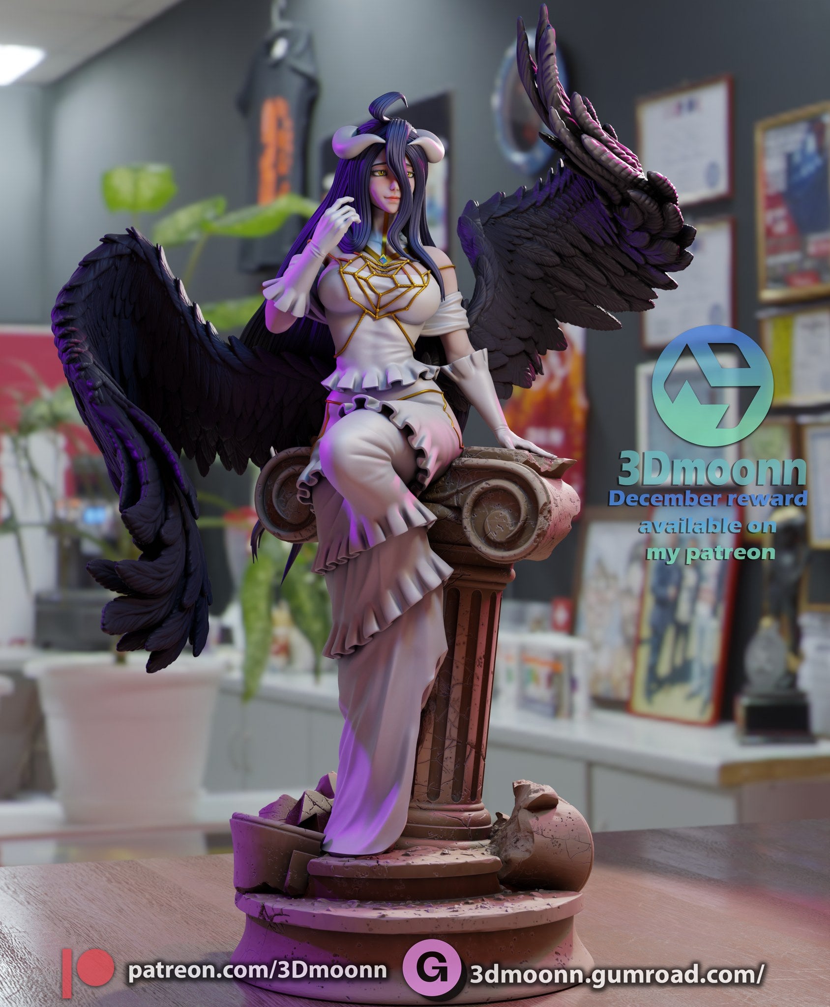 Albedo Overlord resin figure by 3Dmoonn — studio preview