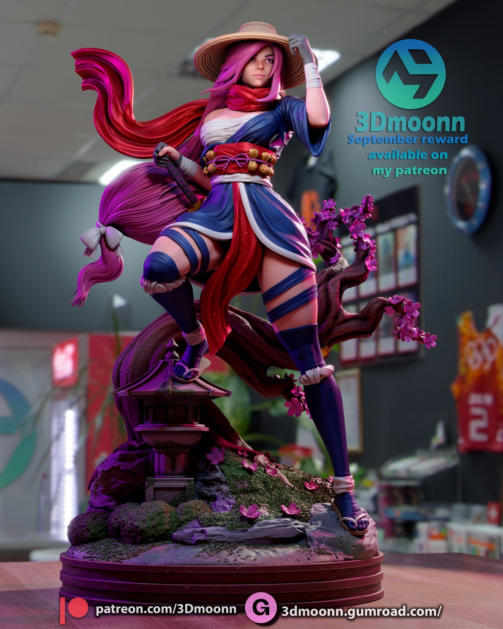 Psylocke Marvel resin figure by 3Dmoonn — studio preview
