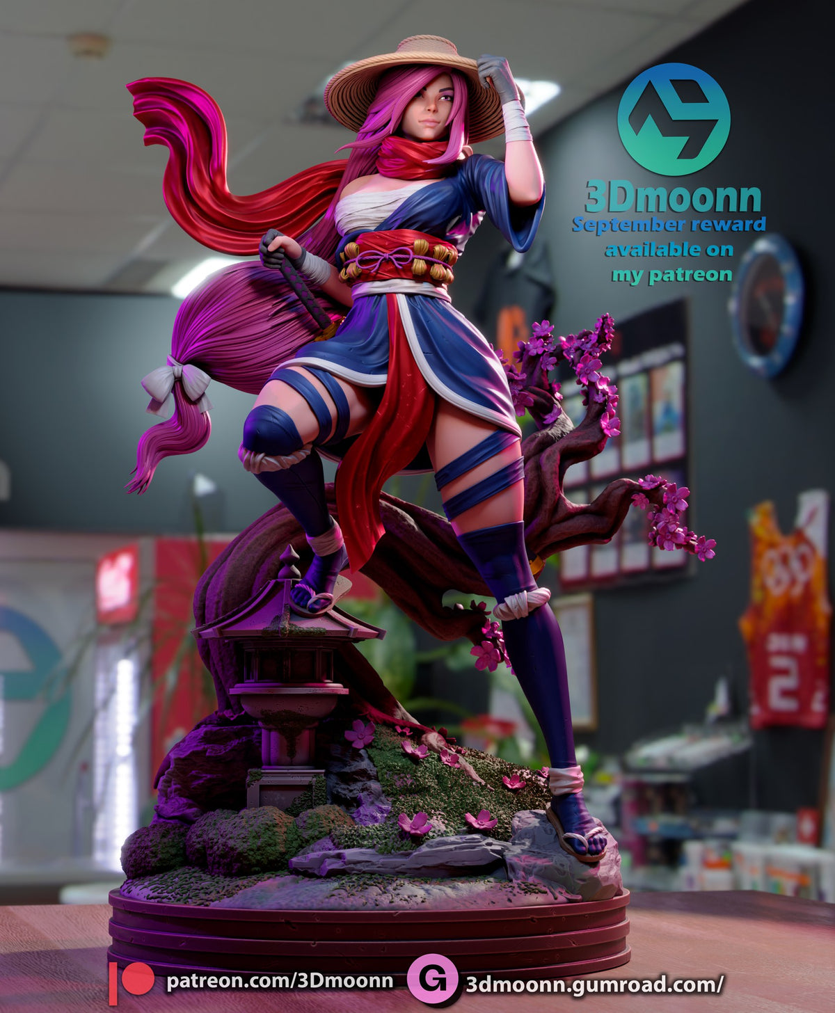 Psylocke Marvel resin figure by 3Dmoonn — studio preview