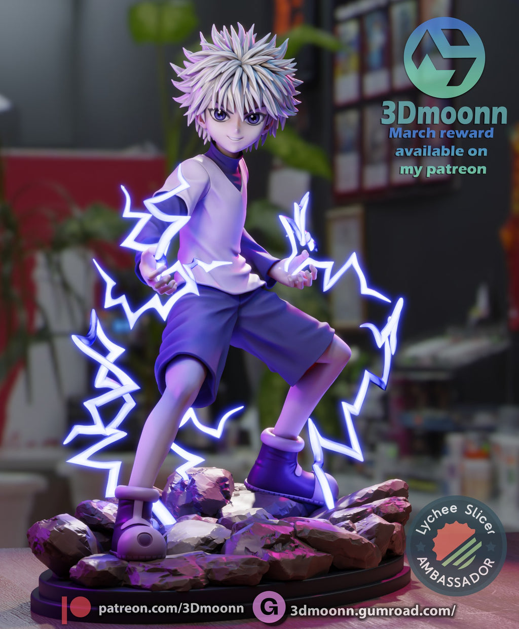 Killua Zoldyck Hunter x Hunter resin figure by 3Dmoonn — studio preview