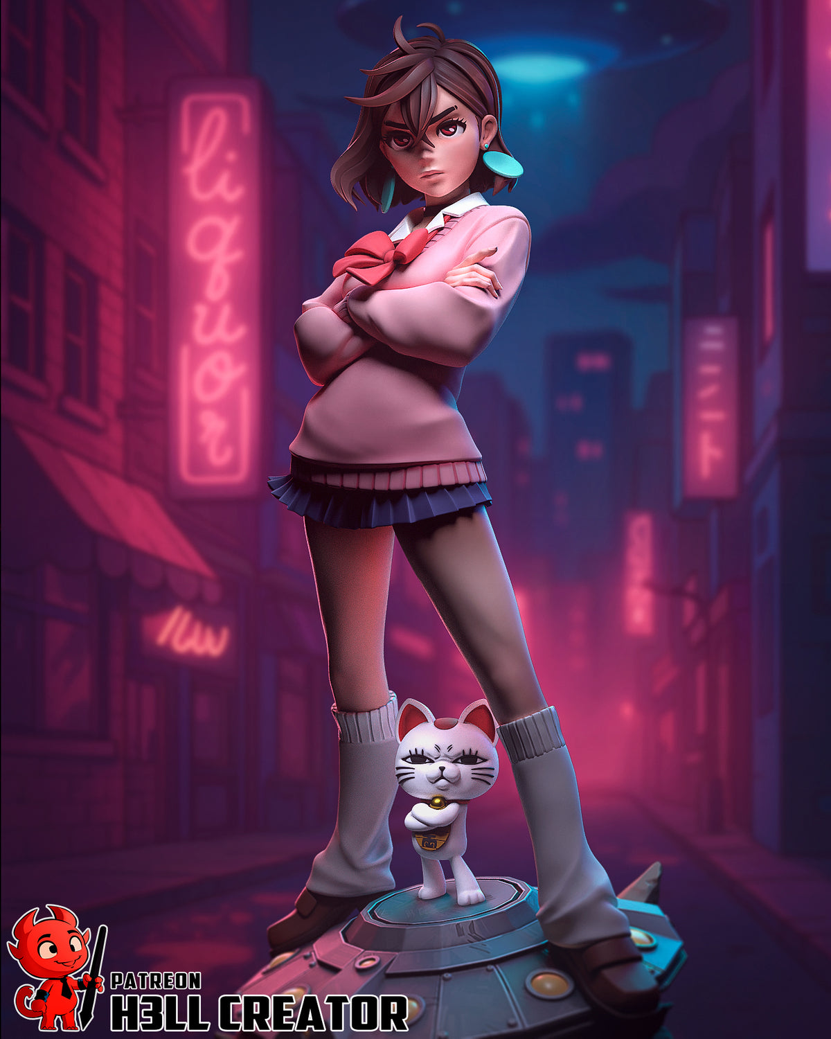 Momo Ayase (Dandadan) resin figure by h3LLcreator — studio render 1