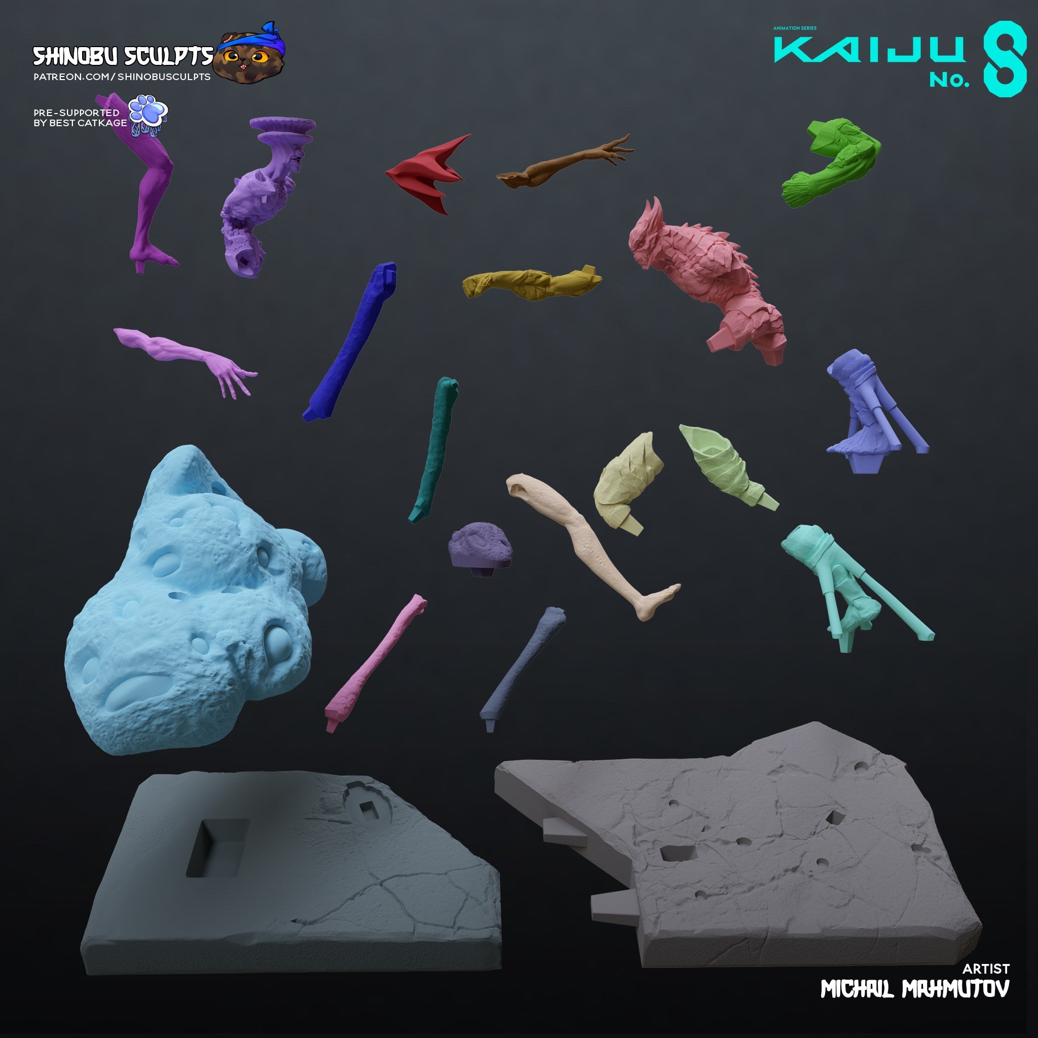 Kaiju No. 8 + Kaiju No. 9 (Kaiju No. 8) resin figure by Shinobu Sculpts — studio render 7
