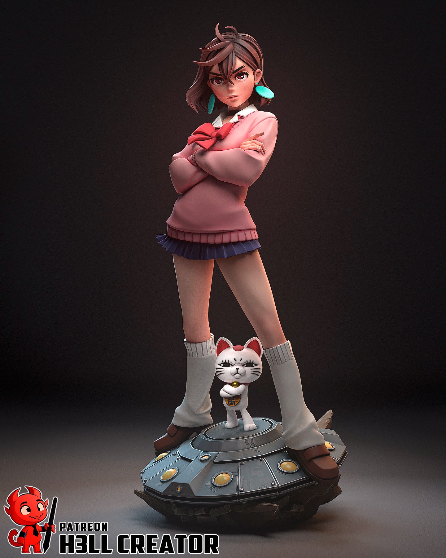 Momo Ayase (Dandadan) resin figure by h3LLcreator — studio render 3