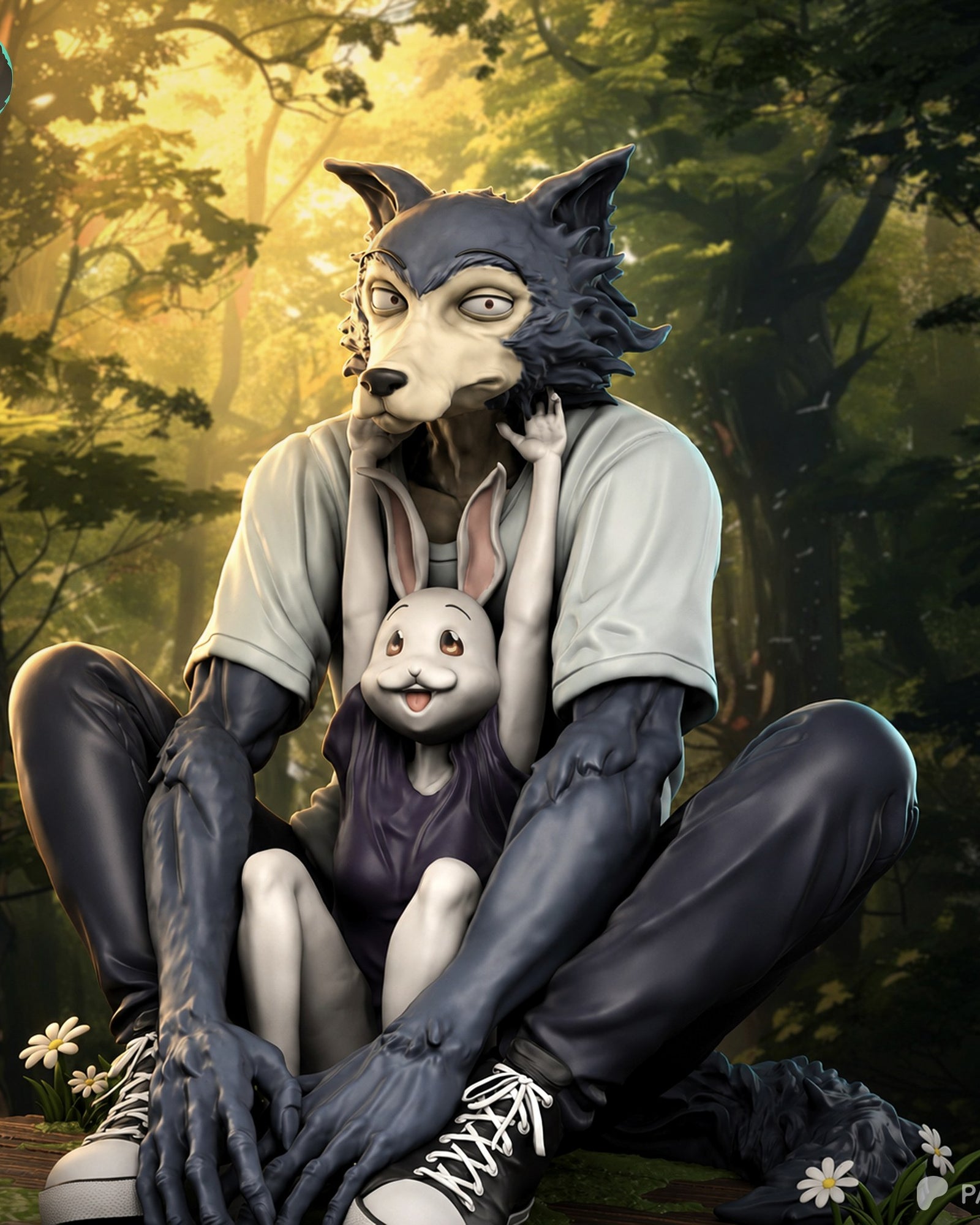 Legoshi and Haru (Beastars) resin figure by Kaidan 3D — studio render 1