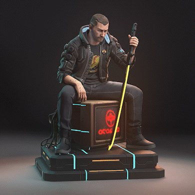 Male V (Cyberpunk 2077) resin figure by h3LLcreator — studio render 2