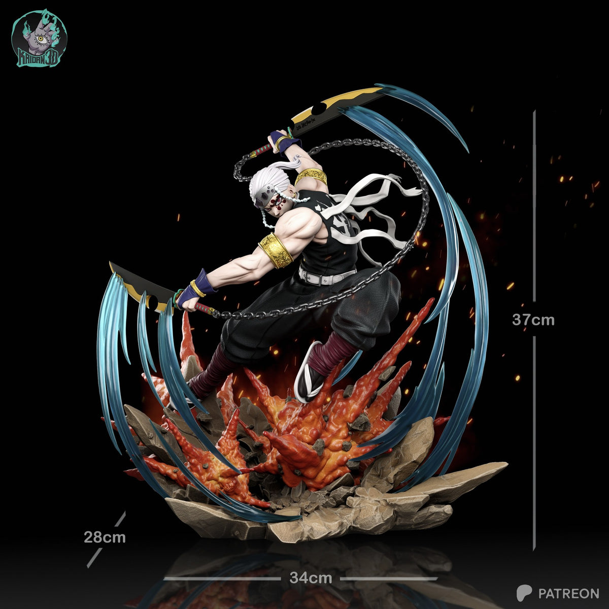 Tengen Uzui (Demon Slayer) resin figure by Kaidan 3D — studio render 6
