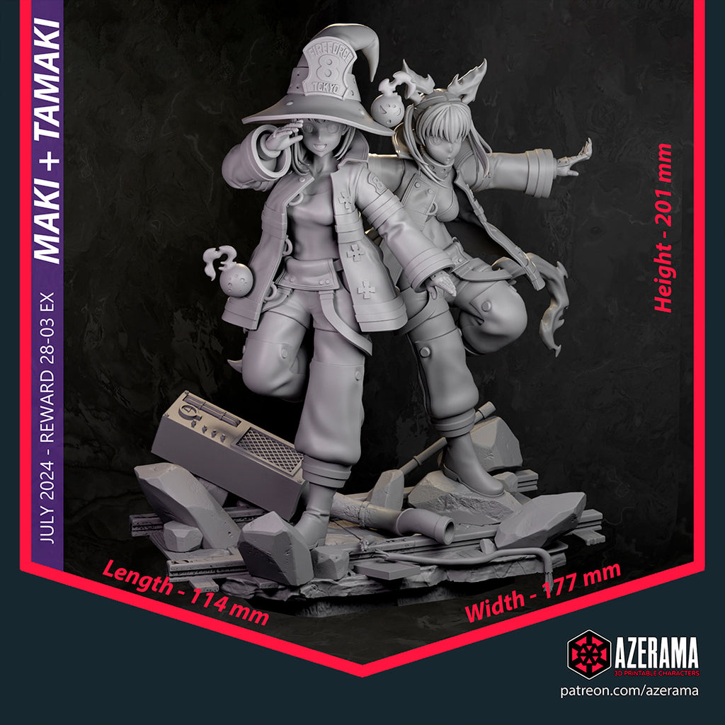 Maki and Tamaki (My Hero Academia) resin figure by Azerama — studio render 4