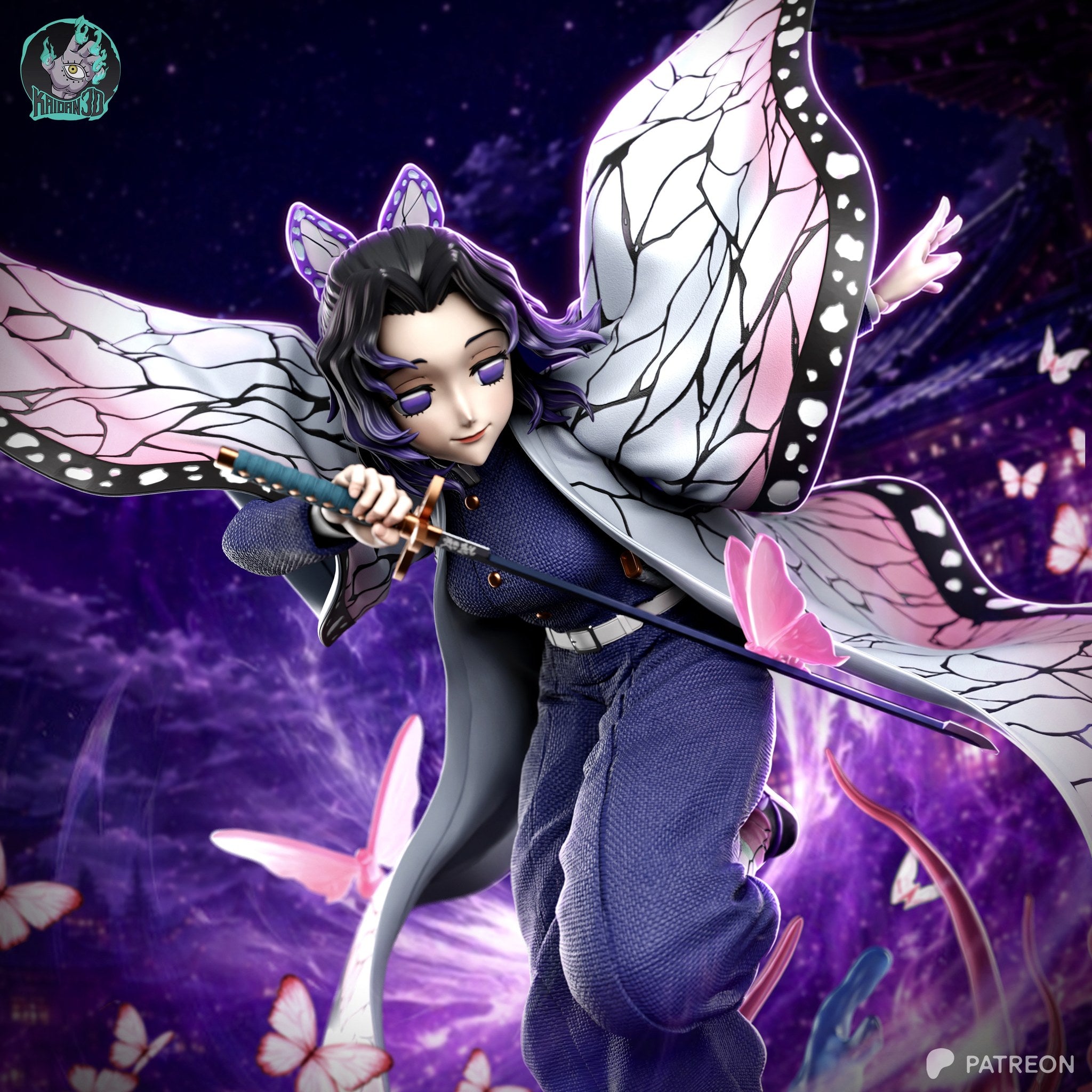 Shinobu Kocho (Demon Slayer) resin figure by Kaidan 3D — studio render 1