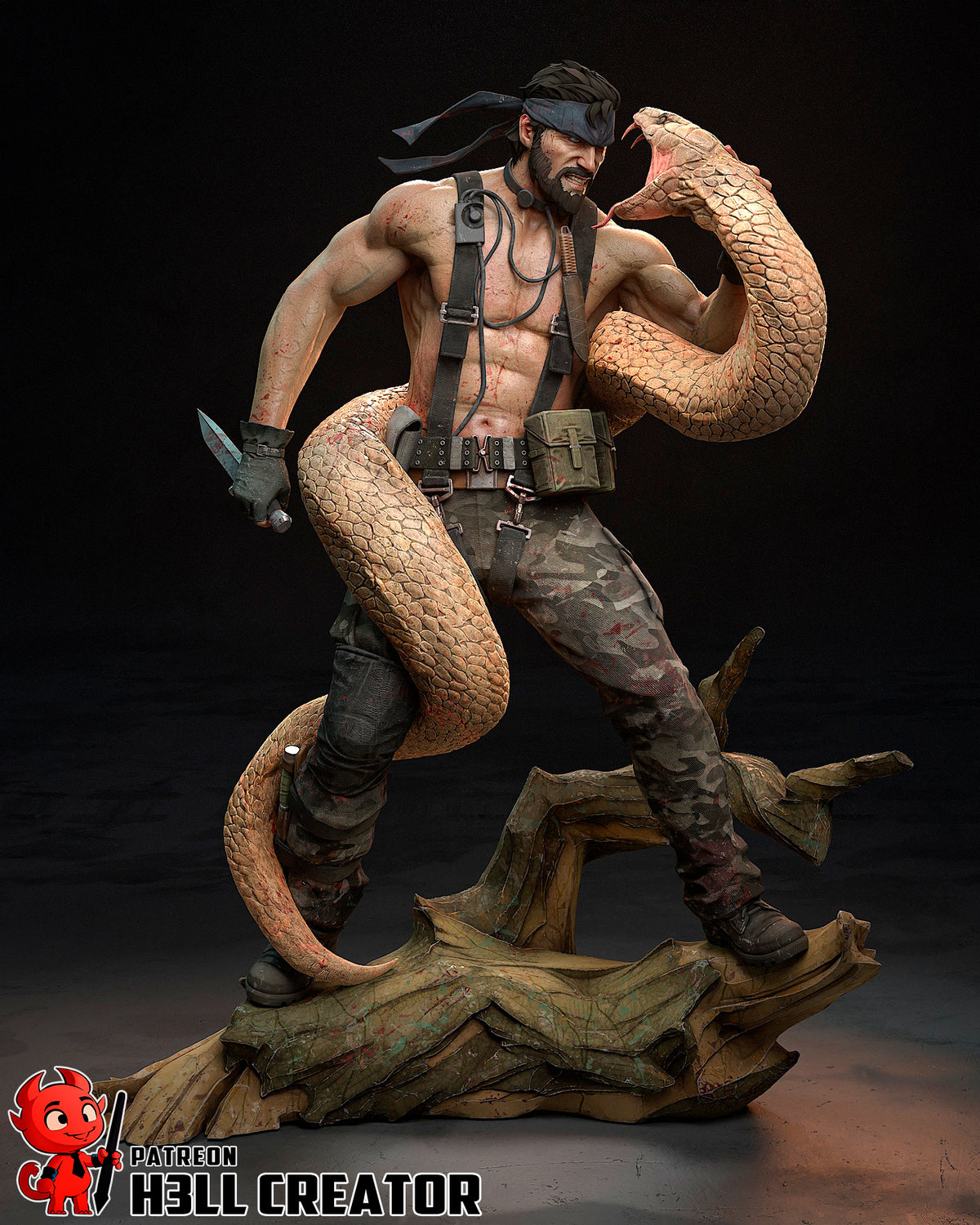 Big Boss (Metal Gear Solid) resin figure by h3LLcreator — studio render 3