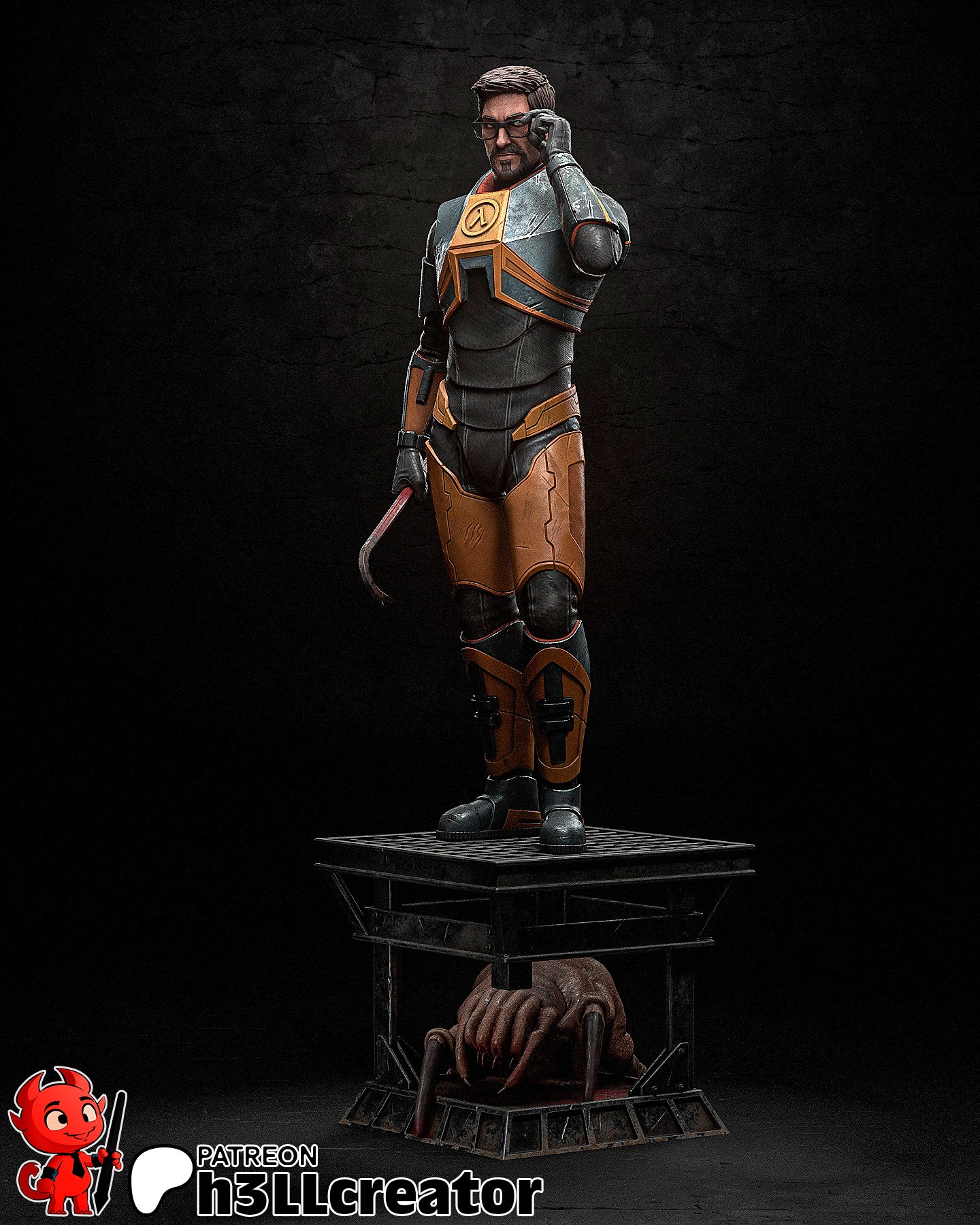 Gordon Freeman (Half-Life) resin figure by h3LLcreator — studio render 2