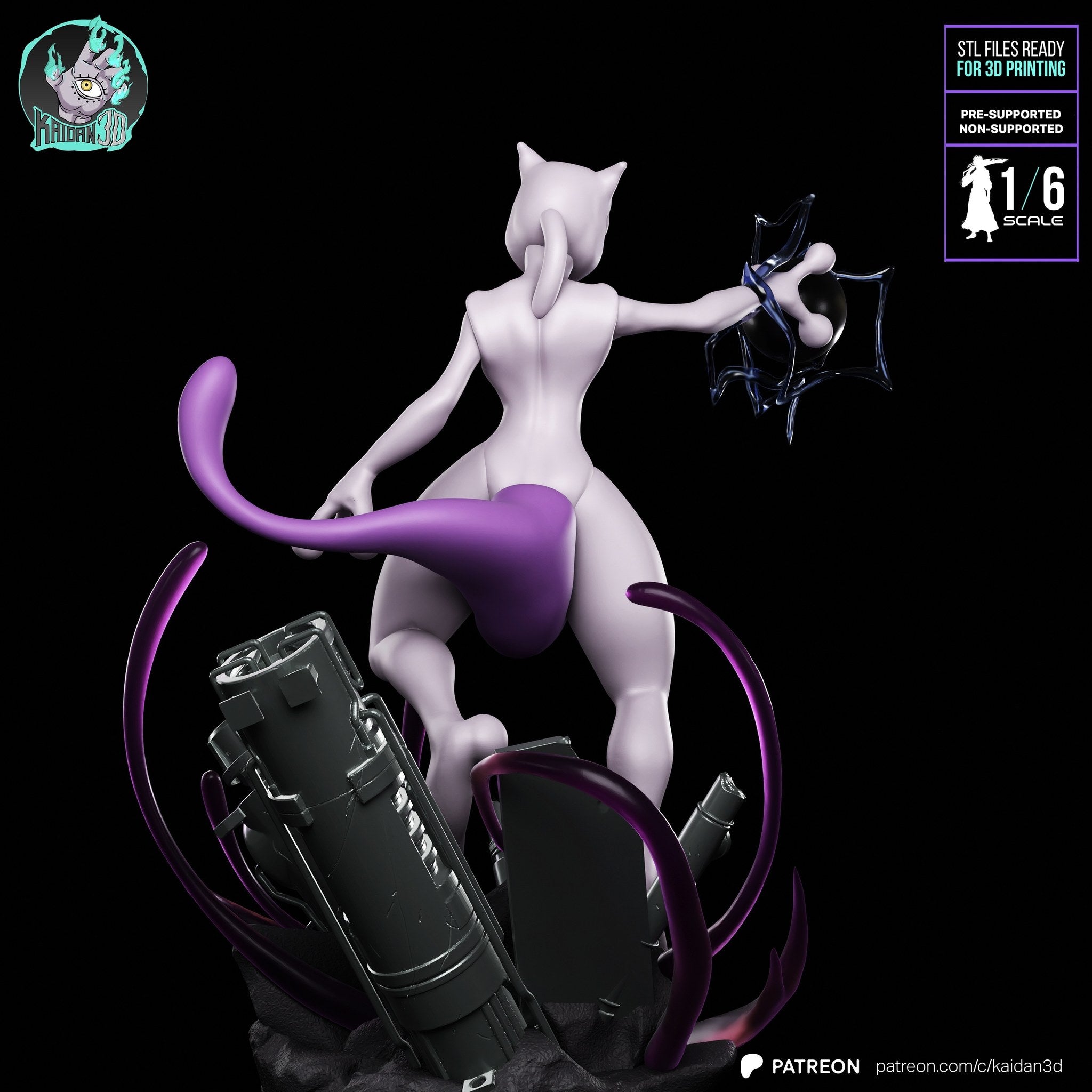 Mewtwo (Pokemon) resin figure by Kaidan 3D — studio render 5