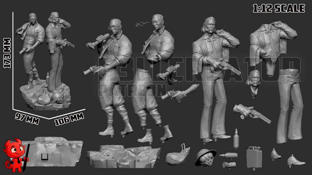 Harry and Kim (Disco Elysium) resin figure by h3LLcreator — studio render 15