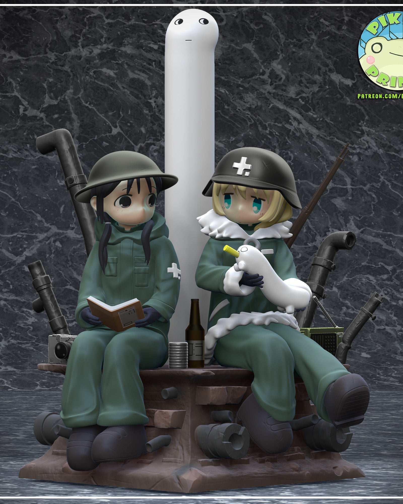 Chito and Yuuri (Girls Last Tour) resin figure by PikkyPrints — studio render 1