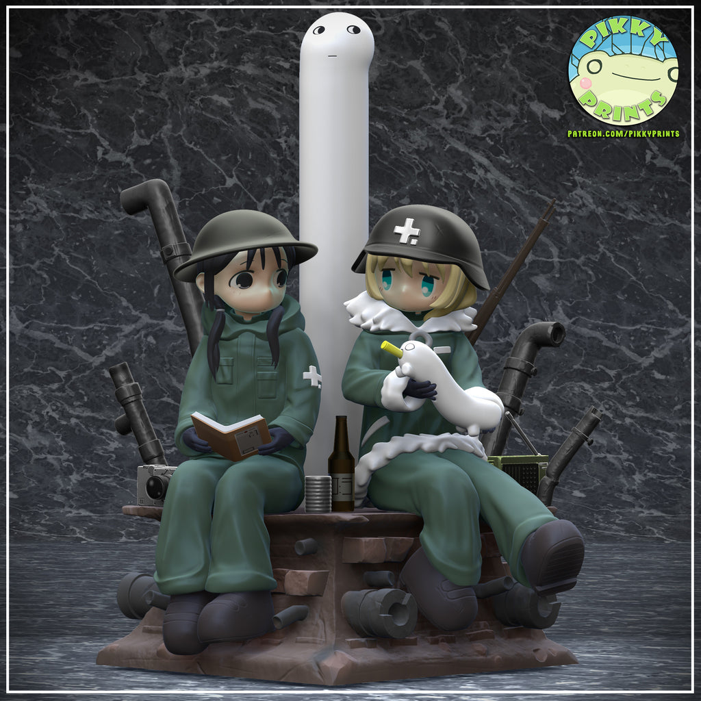 Chito and Yuuri (Girls Last Tour) resin figure by PikkyPrints — studio render 1