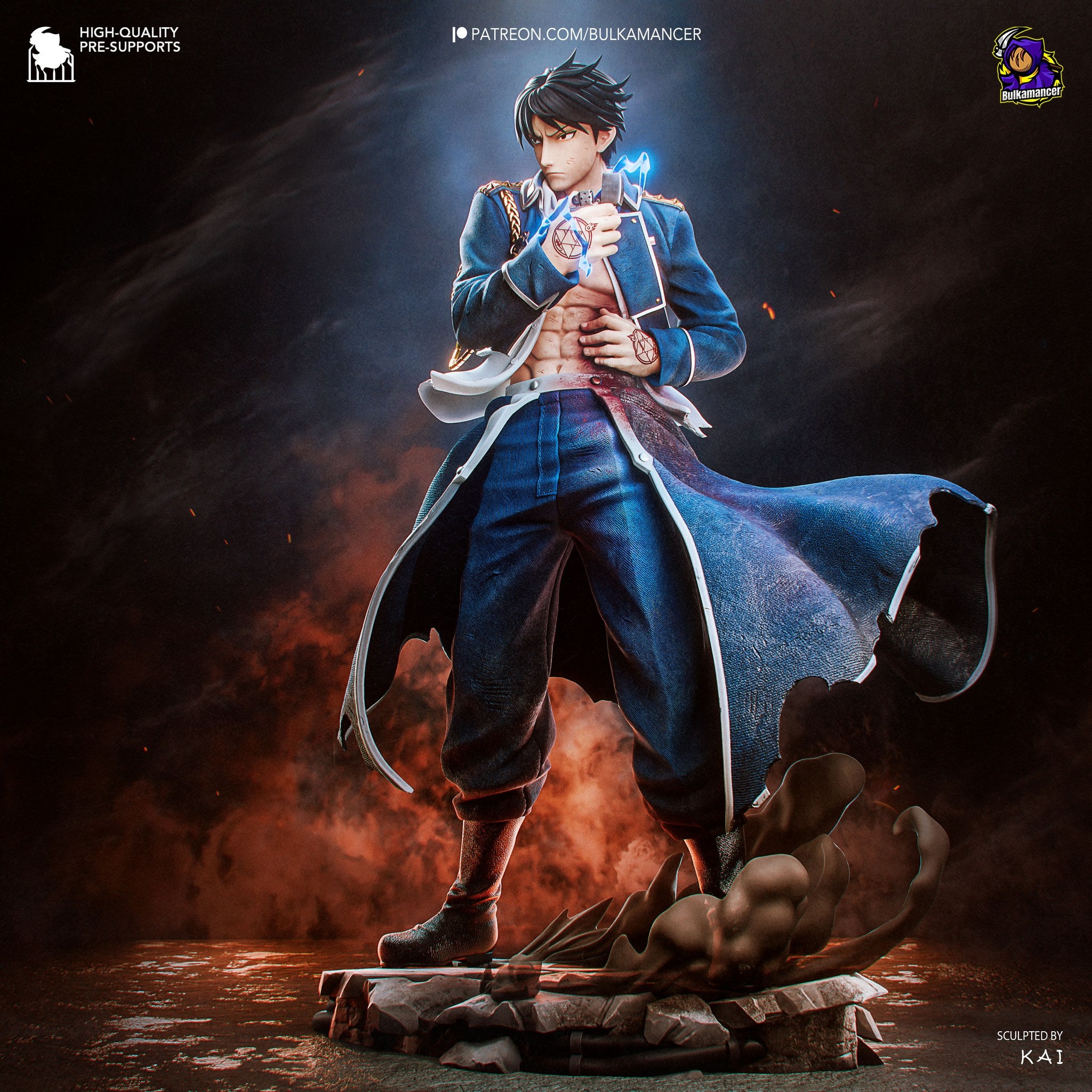 Roy Mustang (Fullmetal Alchemist) resin figure by Bulkamancer — studio render 6