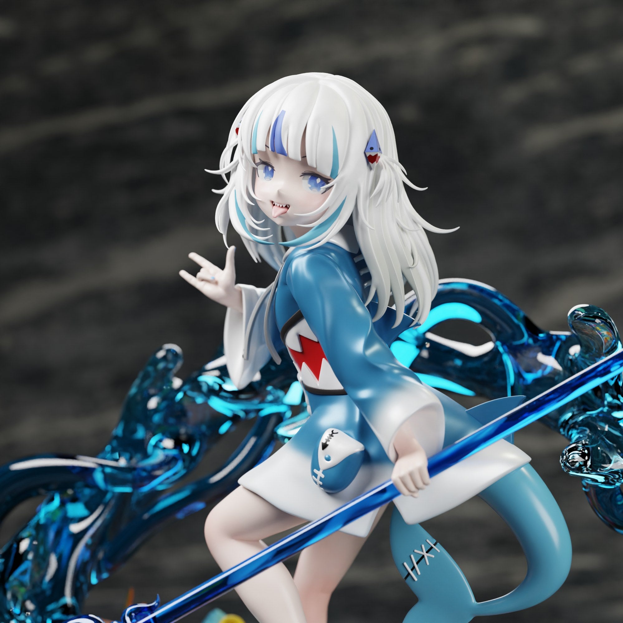 Gawr Gura (Hololive) resin figure by RemyJF — studio render 3