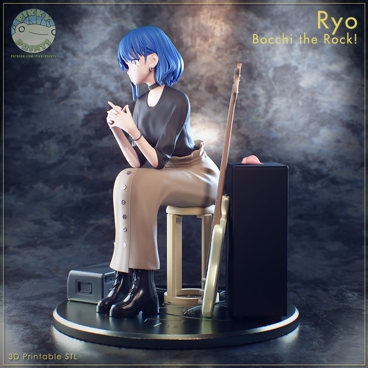 Ryo Yamada (Bocchi the Rock) resin figure by PikkyPrints — studio render 3