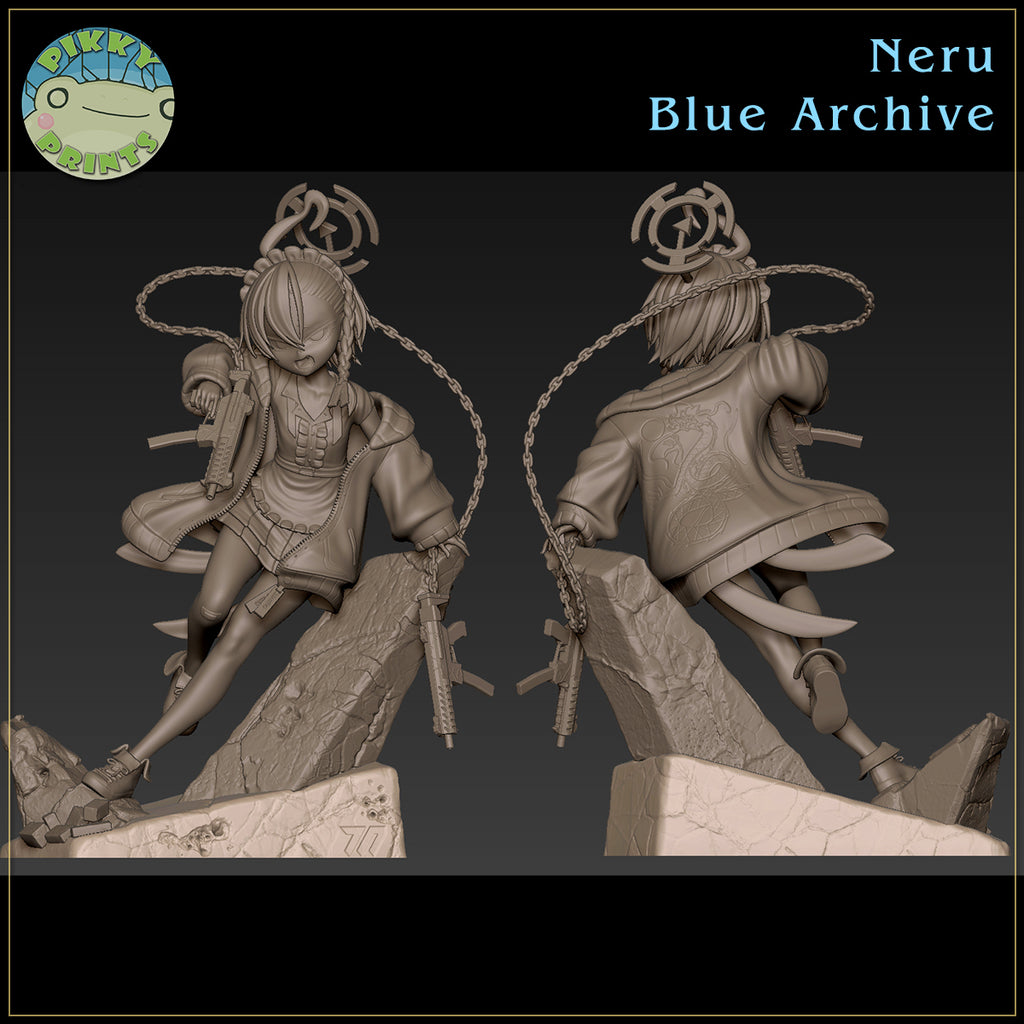 Mikamo Neru (Blue Archive) resin figure by PikkyPrints — studio render 6
