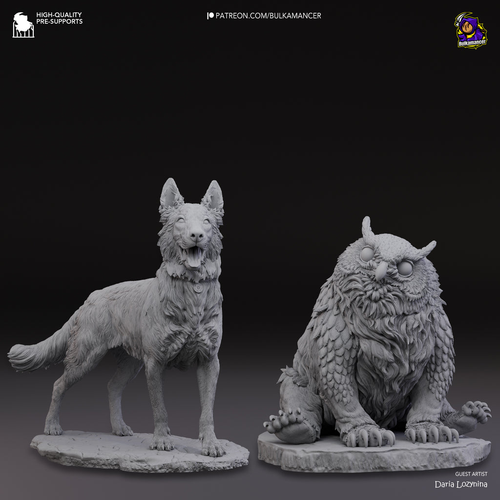 Scratch and Owlbear Cub (Baldur's Gate) resin figure by Bulkamancer — studio render 9