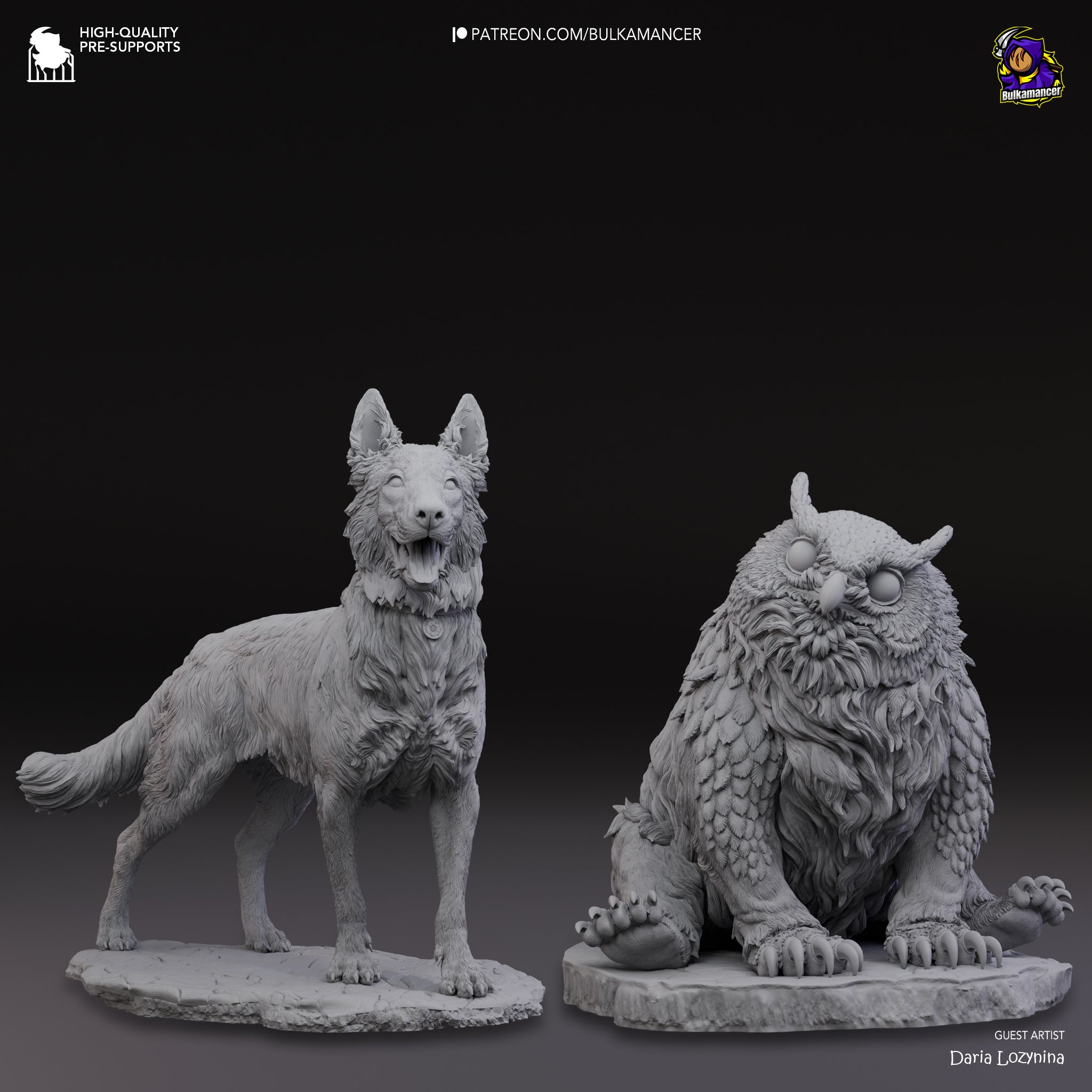 Scratch and Owlbear Cub (Baldur's Gate) resin figure by Bulkamancer — studio render 9