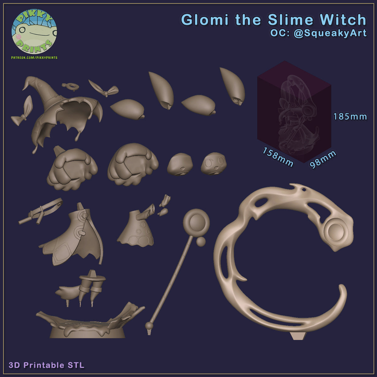 Glomi the Slime Witch (_Original Characters) resin figure by PikkyPrints — studio render 6