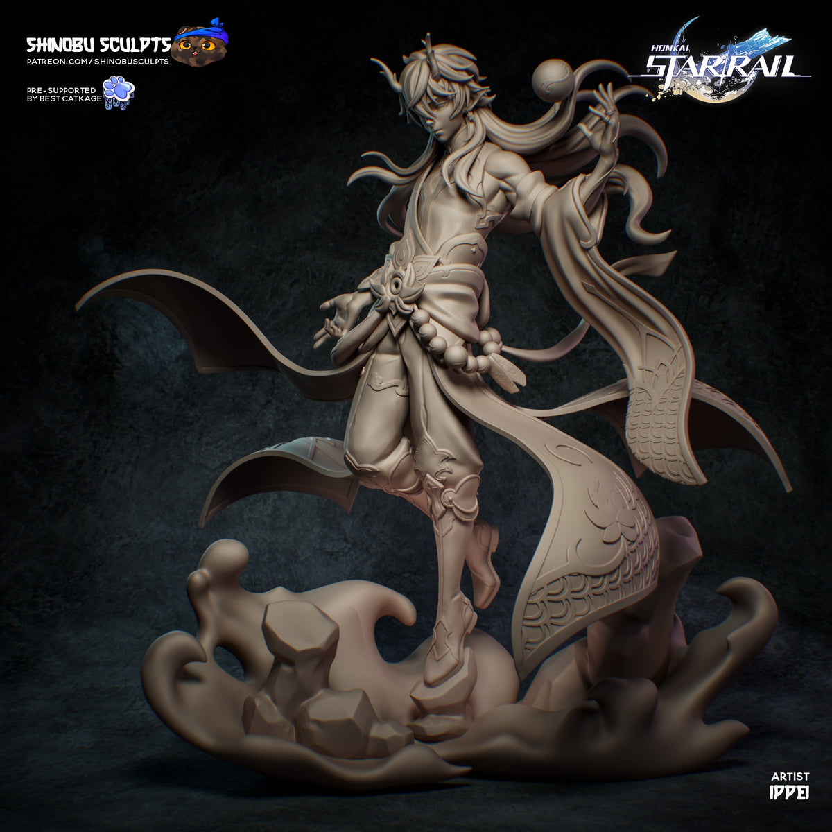 Dan Heng Imbibitor Lunae (Honkai Star Rail) resin figure by Shinobu Sculpts — studio render 5