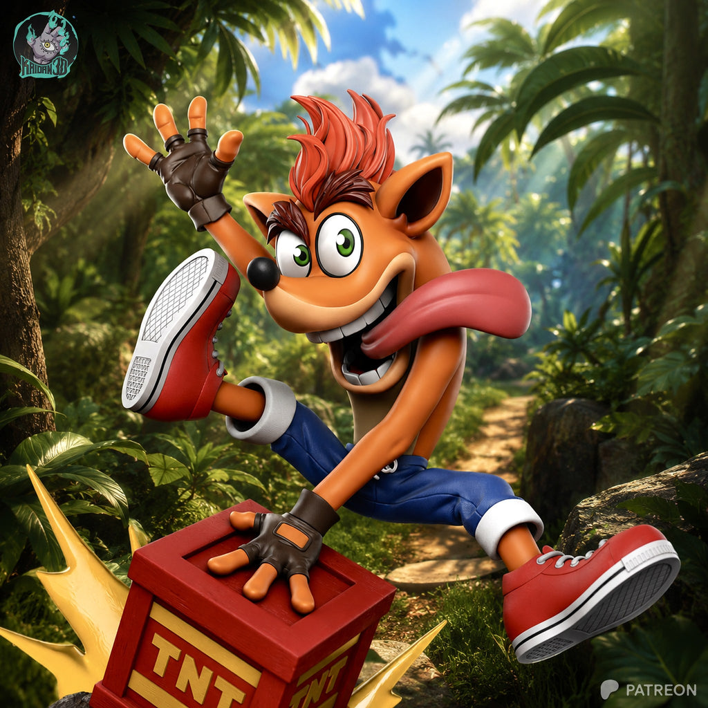 Crash Bandicoot (Crash Bandicoot) resin figure by Kaidan 3D — studio render 1
