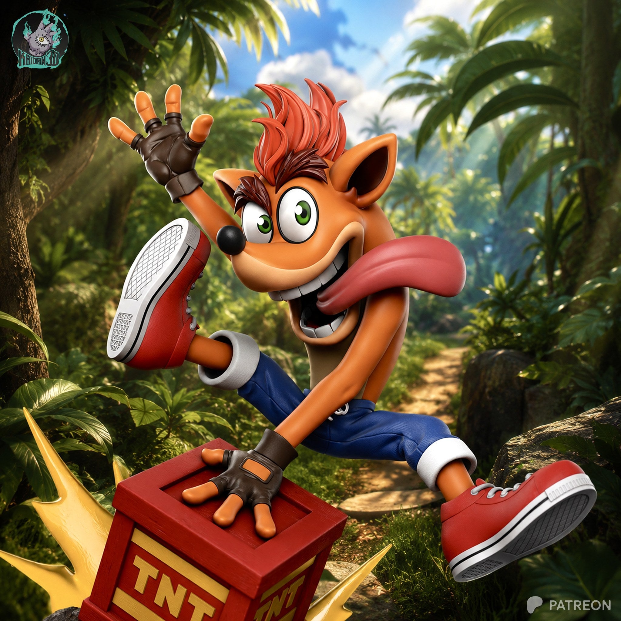 Crash Bandicoot (Crash Bandicoot) resin figure by Kaidan 3D — studio render 1