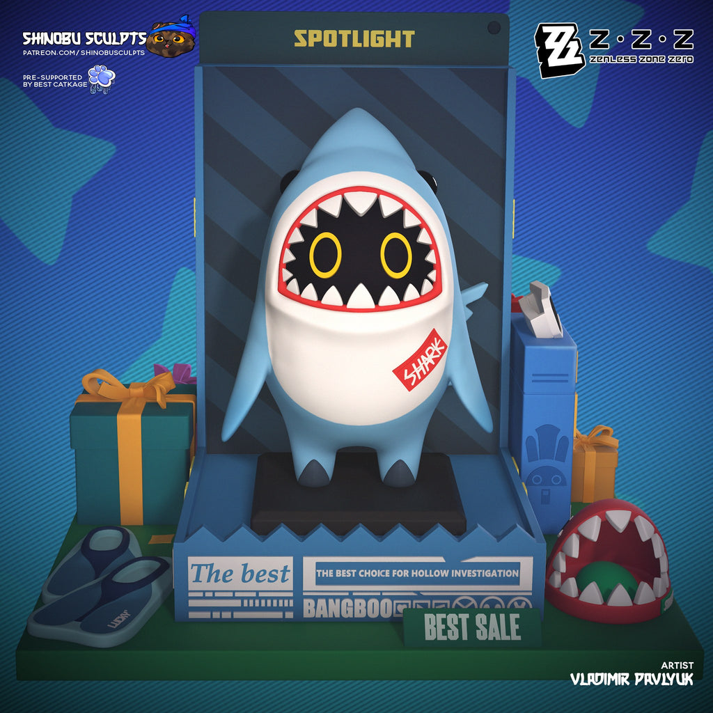 Sharkboo (Zenless Zone Zero) resin figure by Shinobu Sculpts — studio render 4