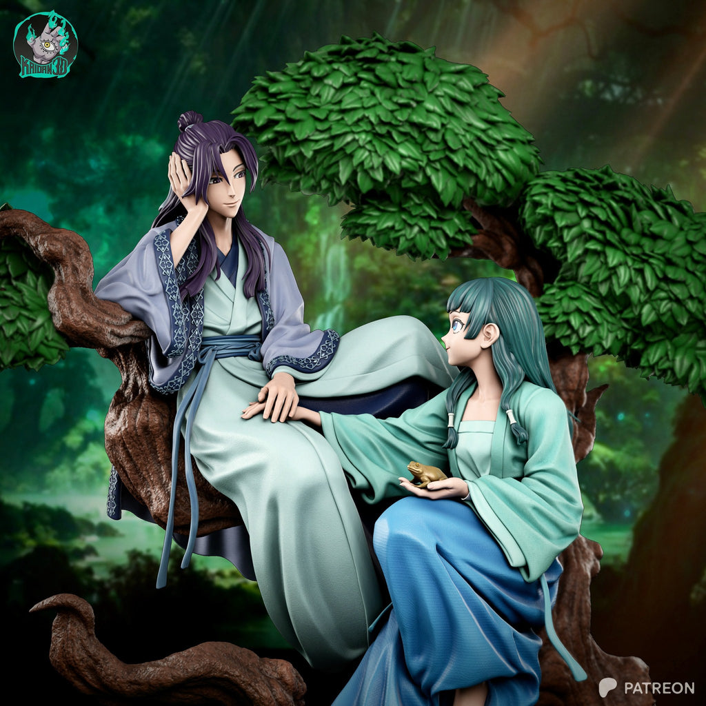 Jinshi and Maomao (The Apothecary Diaries) resin figure by Kaidan 3D — studio render 2