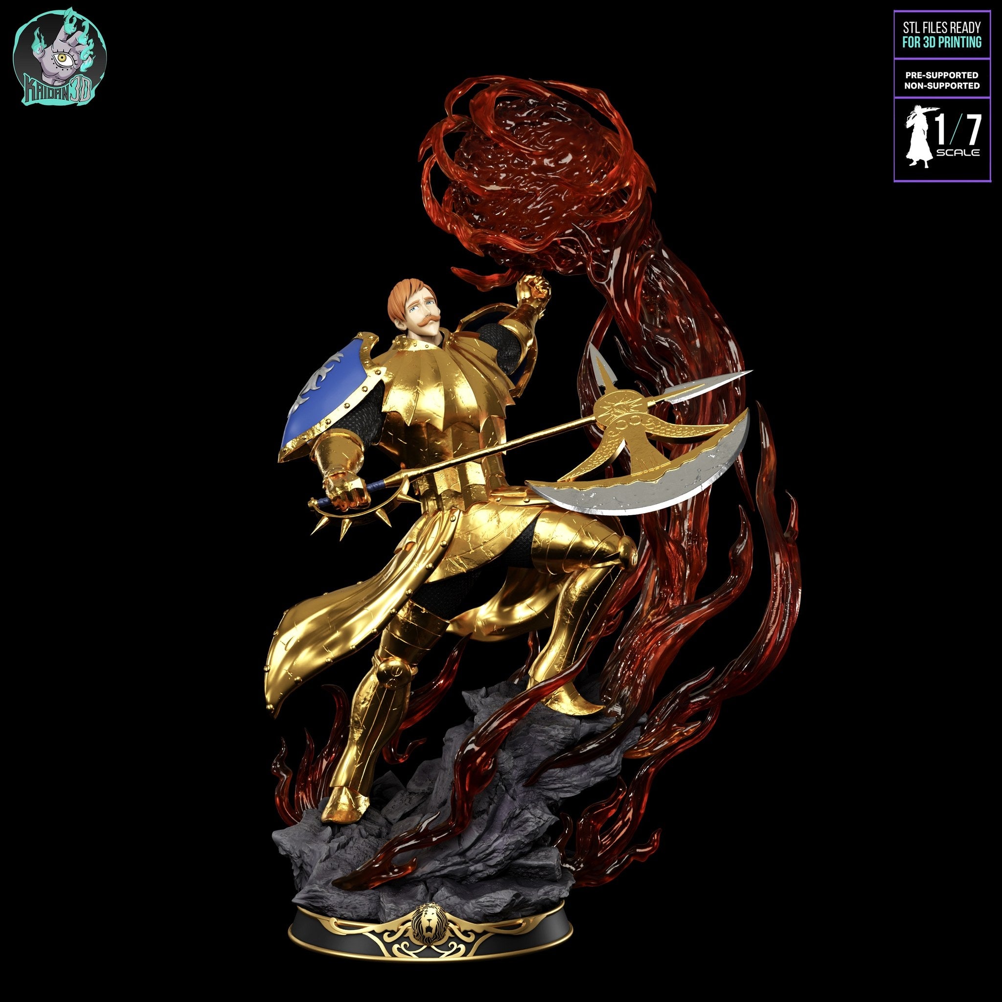 Escanor (Seven Deadly Sins) resin figure by Kaidan 3D — studio render 2
