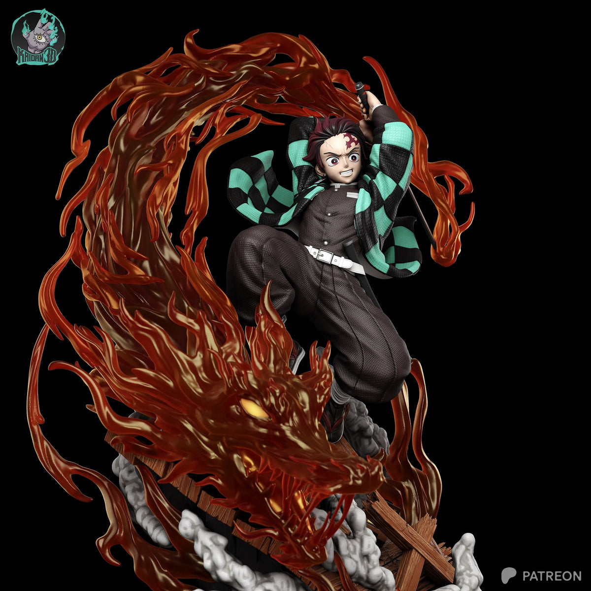 Tanjiro Kamado (Demon Slayer) resin figure by Kaidan 3D — studio render 3