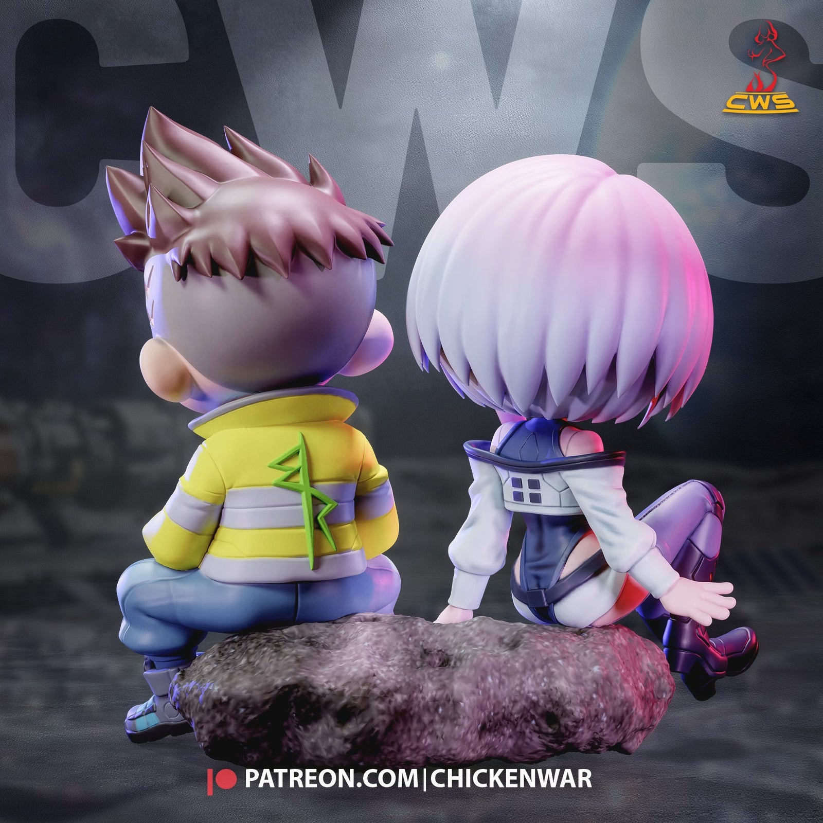 Lucy and David Martinez (Cyberpunk Edgerunners) resin figure by CW Studio — studio render 4
