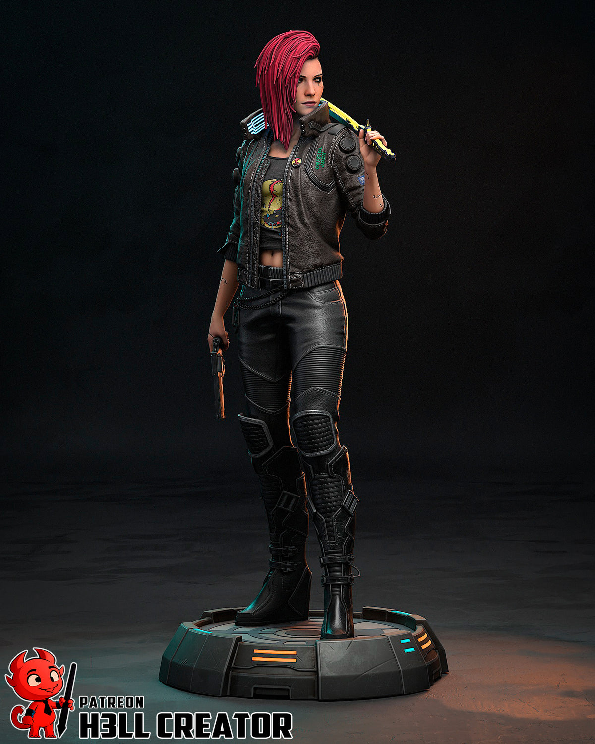 Female V (Cyberpunk 2077) resin figure by h3LLcreator — studio render 5