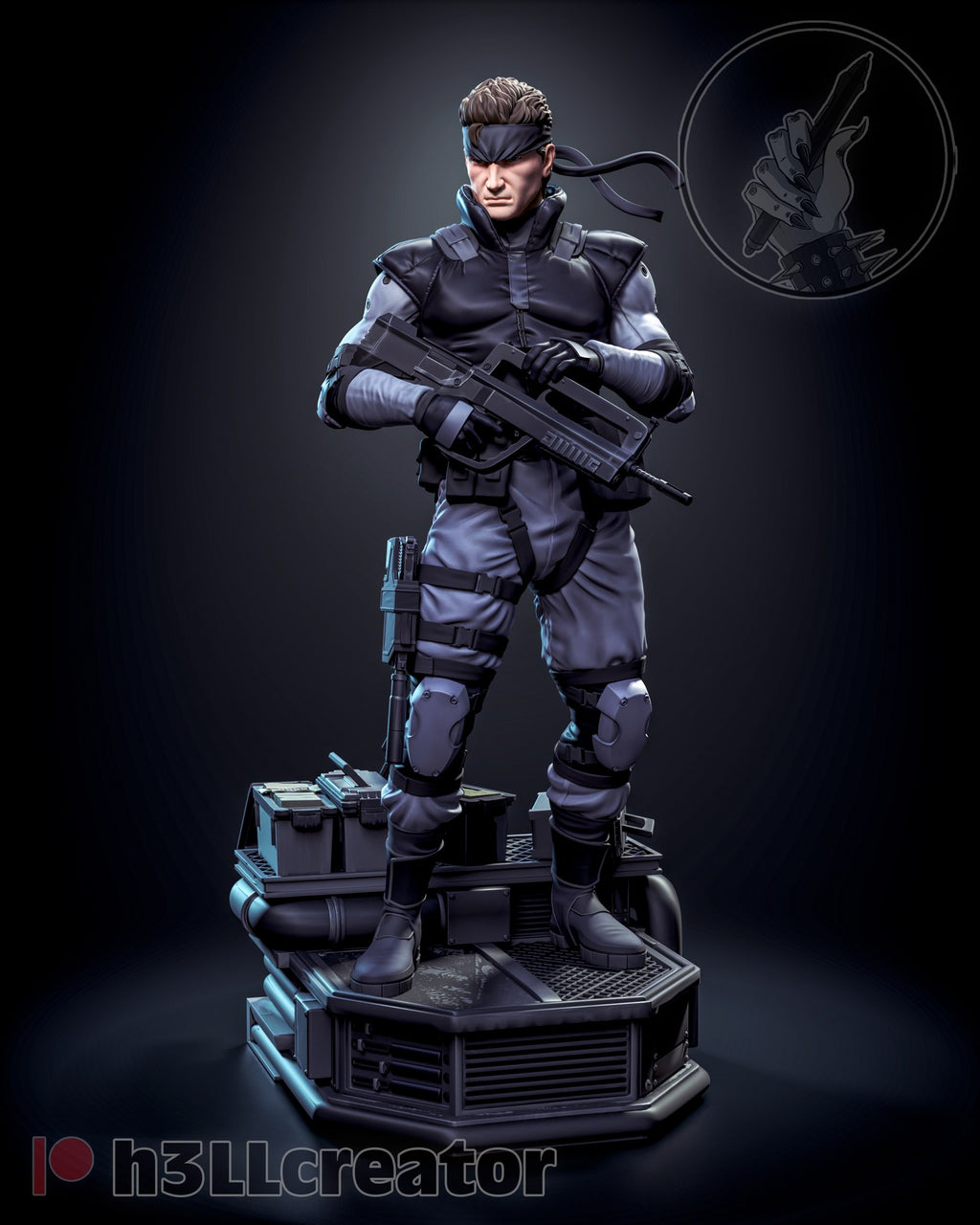 Solid Snake (Metal Gear Solid) resin figure by h3LLcreator — studio render 3