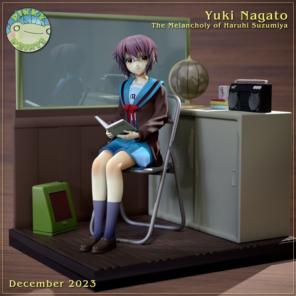 Yuki Nagato (The Melancholy of Haruhi Suzumiya) resin figure by PikkyPrints — studio render 4