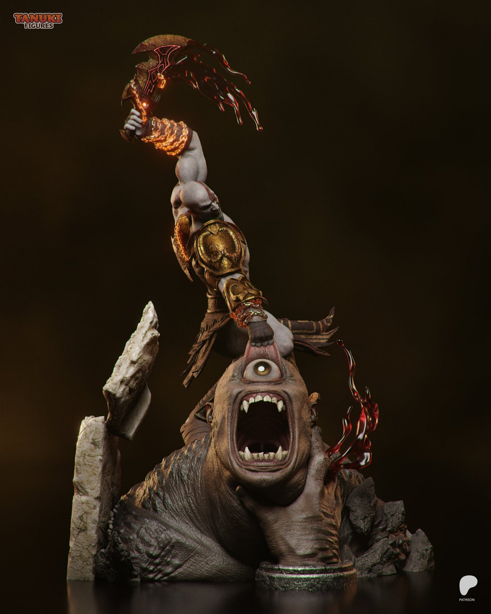 Kratos (God of War) resin figure by Tanuki Figures — studio render 3